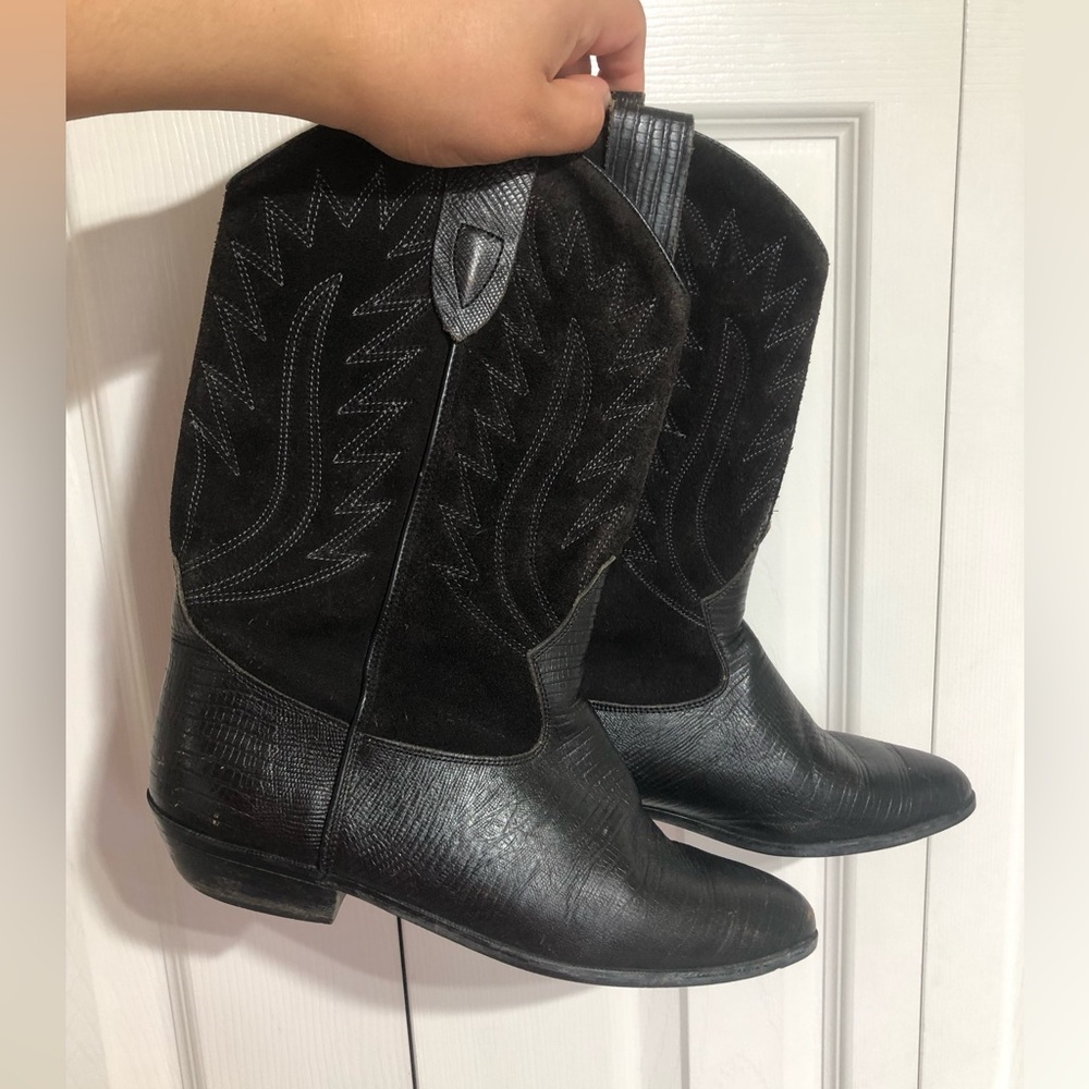 Black Vintage Western Leather Boots